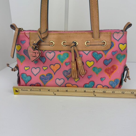 Authentic Dooney & Bourke Tassel Zip Top Heart Print Shoulder Bag. - Picture 15 of 16